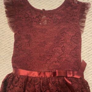 Elegant Burgundy Lace Kids Dress